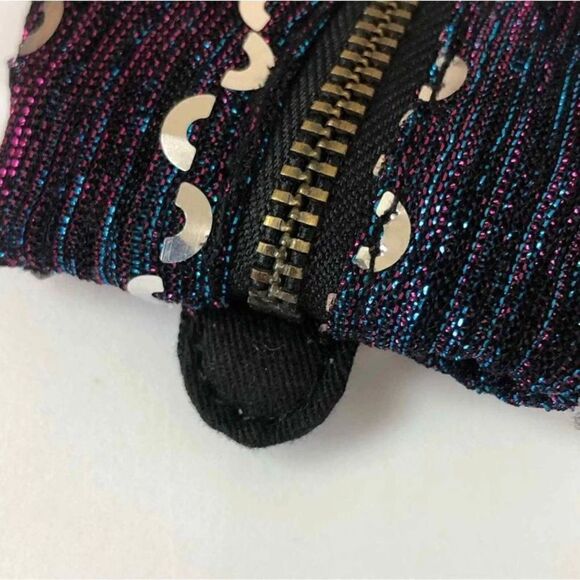 New Free People Coin Purse Key Pouch Black Sequin Zip NWT and NWOT - Picture 3 of 5